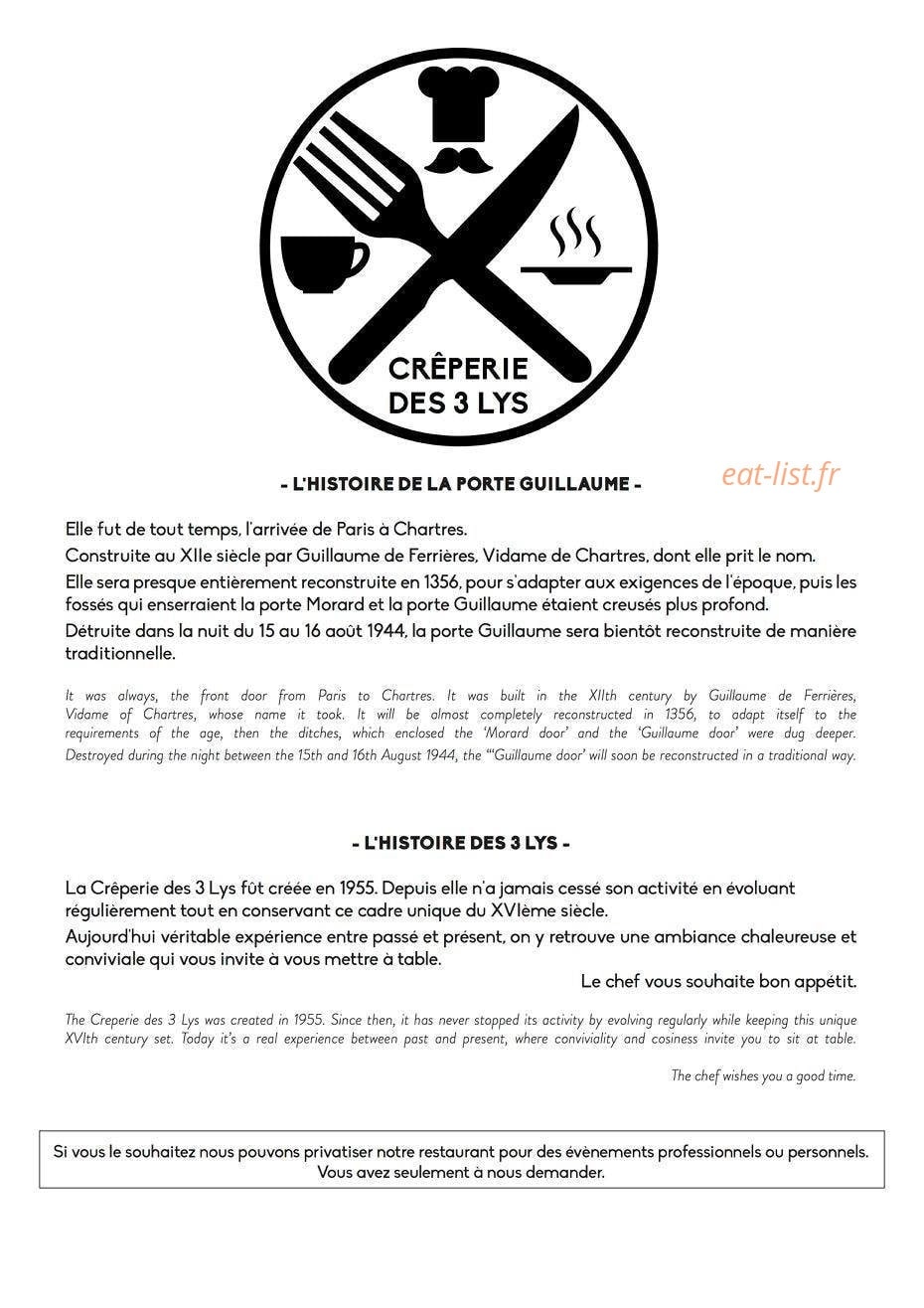 Crêperie les 3 lys — carte page 1