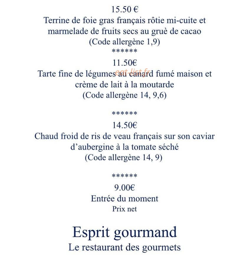 Esprit Gourmand — carte page 2