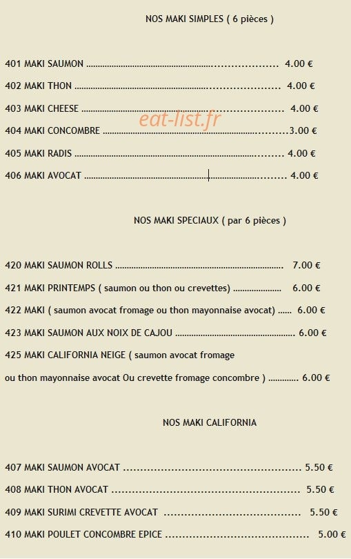 JBJ sushi — carte page 7