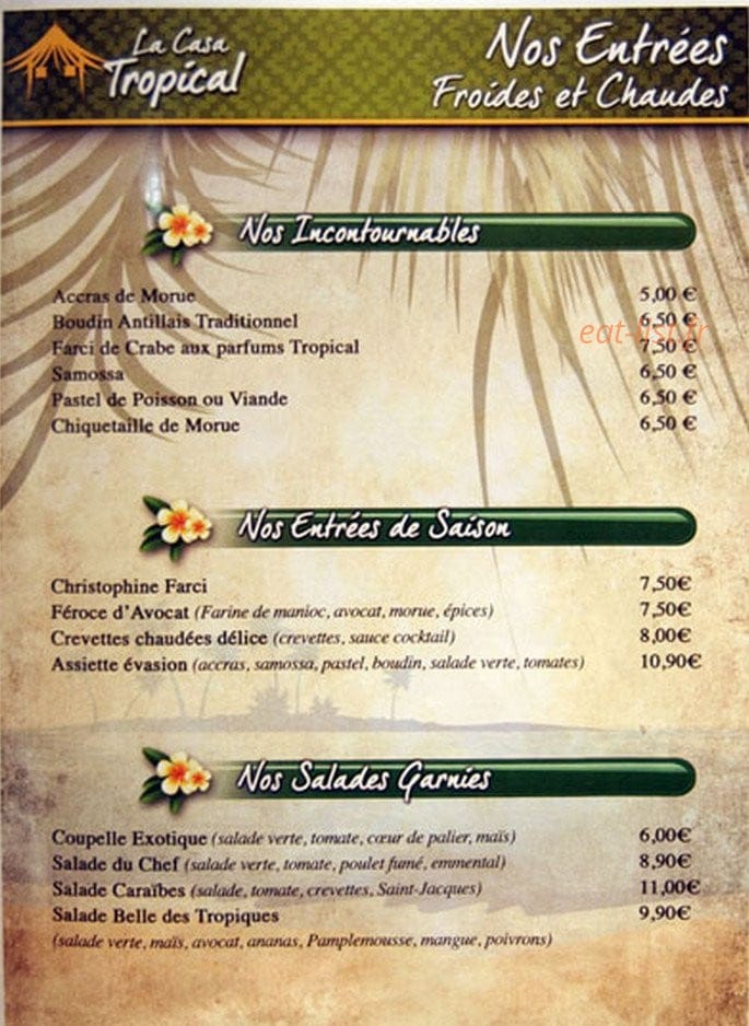 La Casa Tropical — carte page 1