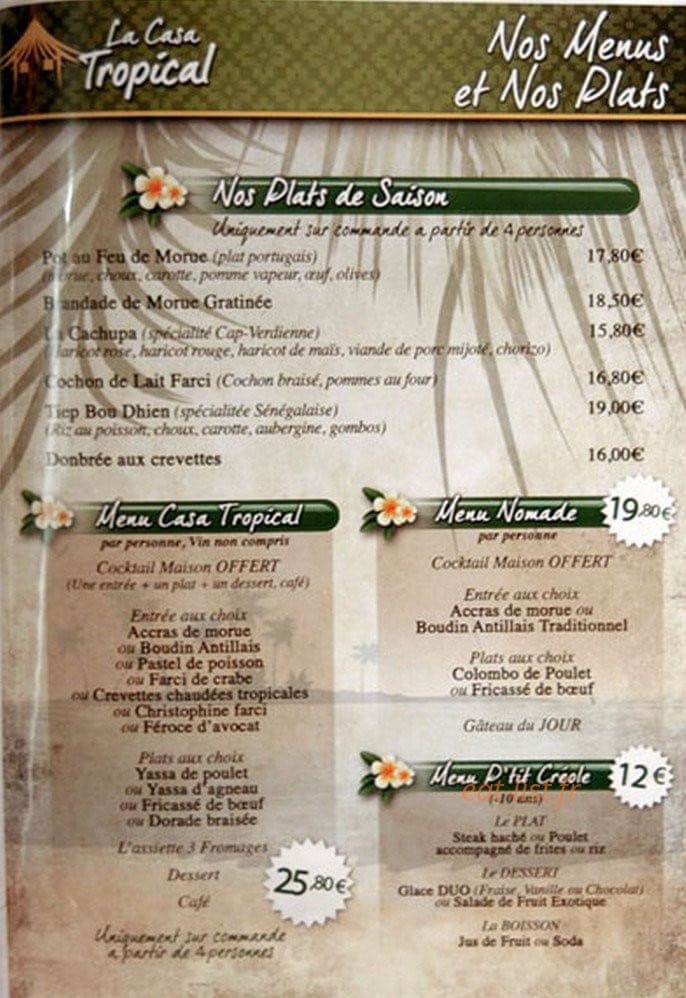 La Casa Tropical — carte page 3