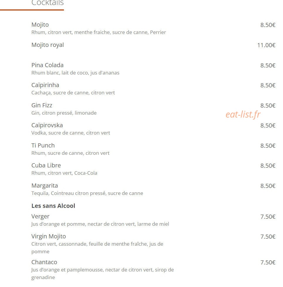 Le Café Serpente — carte page 8