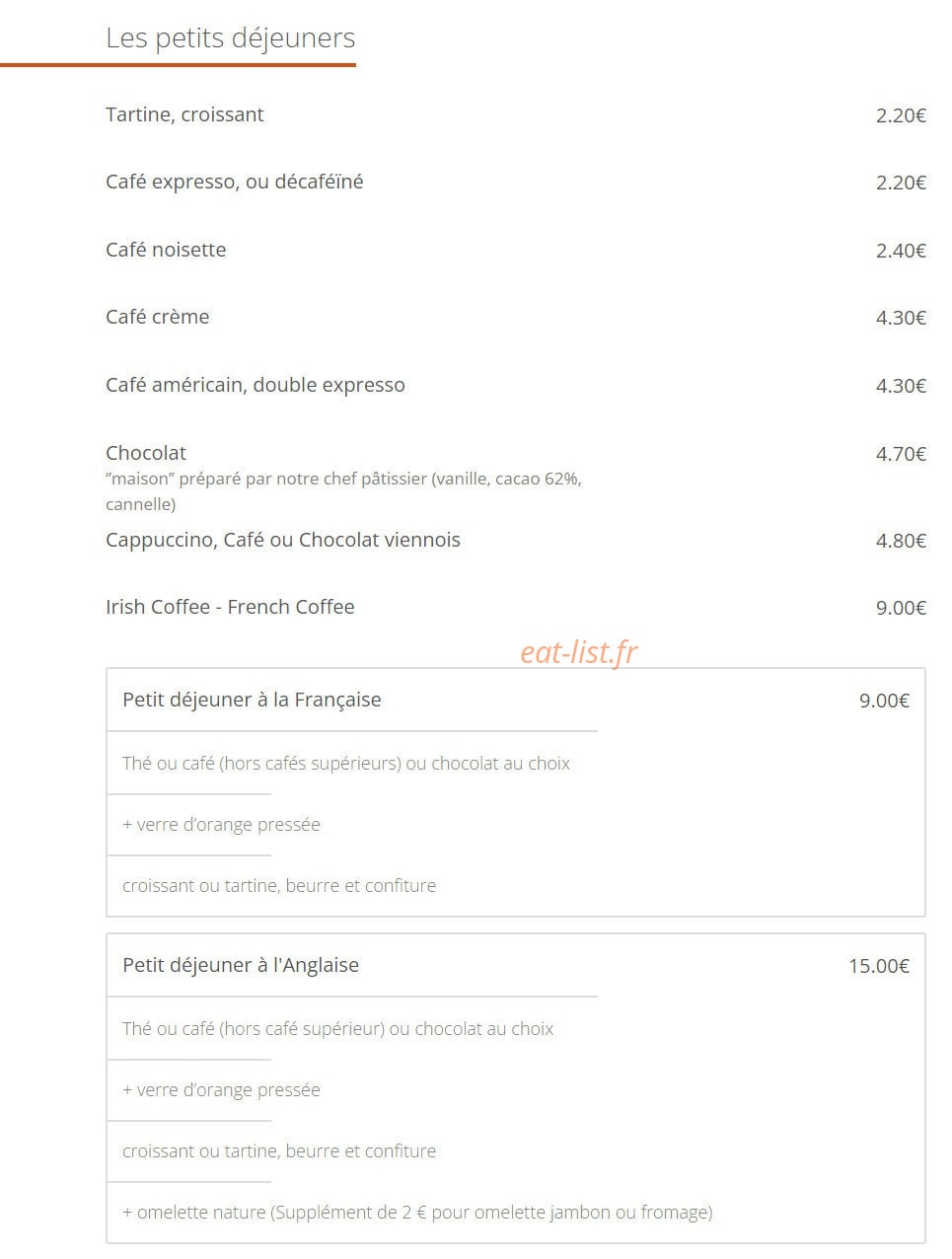 Le Café Serpente — carte page 1