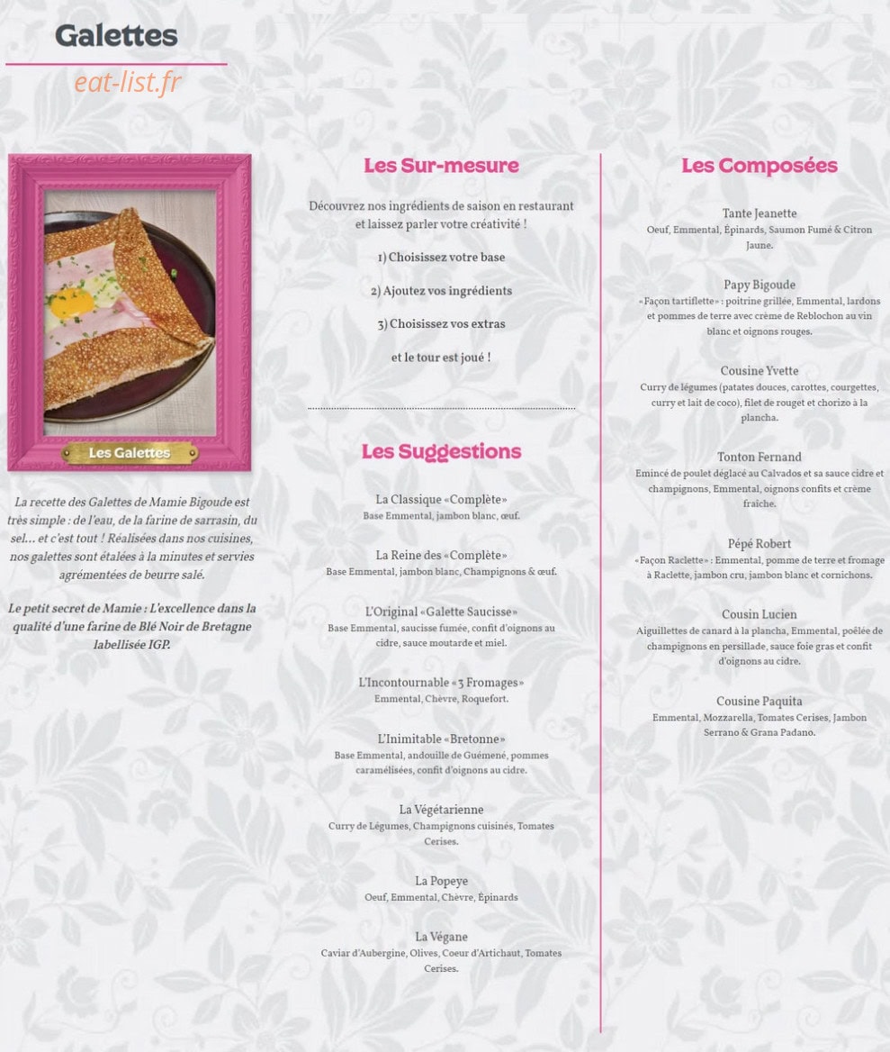 Le Comptoir de Mamie Bigoude — carte page 1