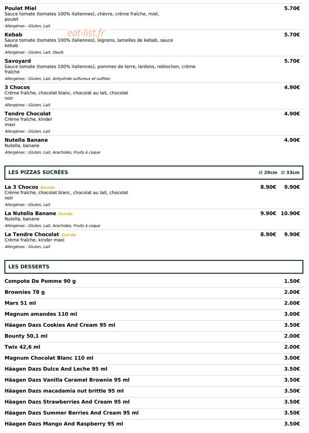 Le Kiosque à Pizzas — carte page 5