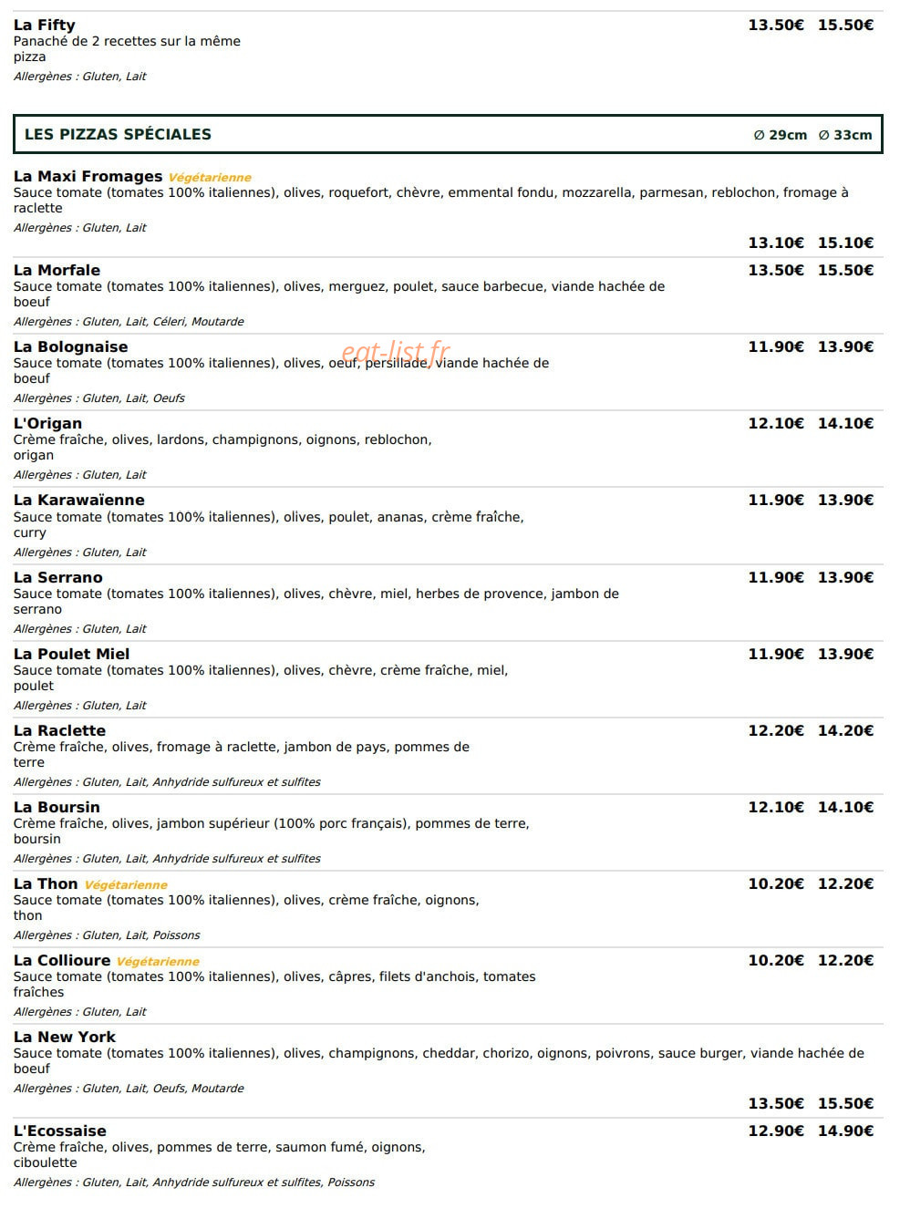 Le Kiosque à Pizzas — carte page 3