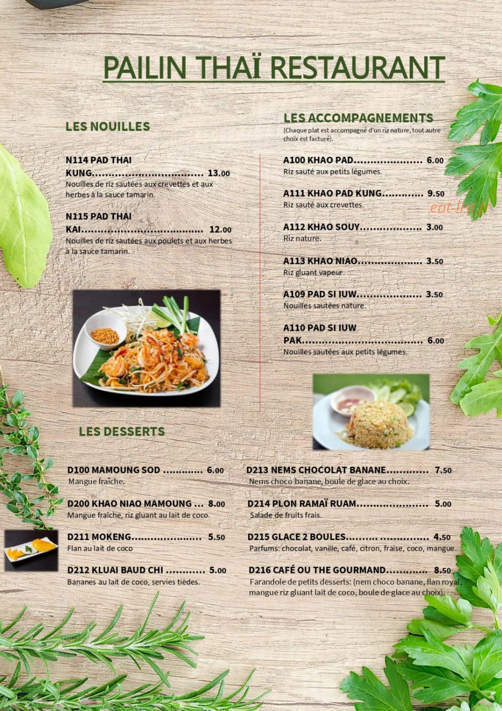 Pailin Thaï — carte page 4