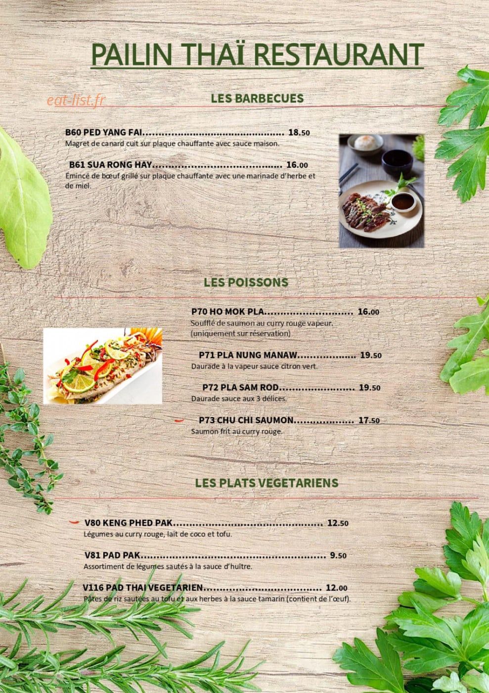 Pailin Thaï — carte page 3