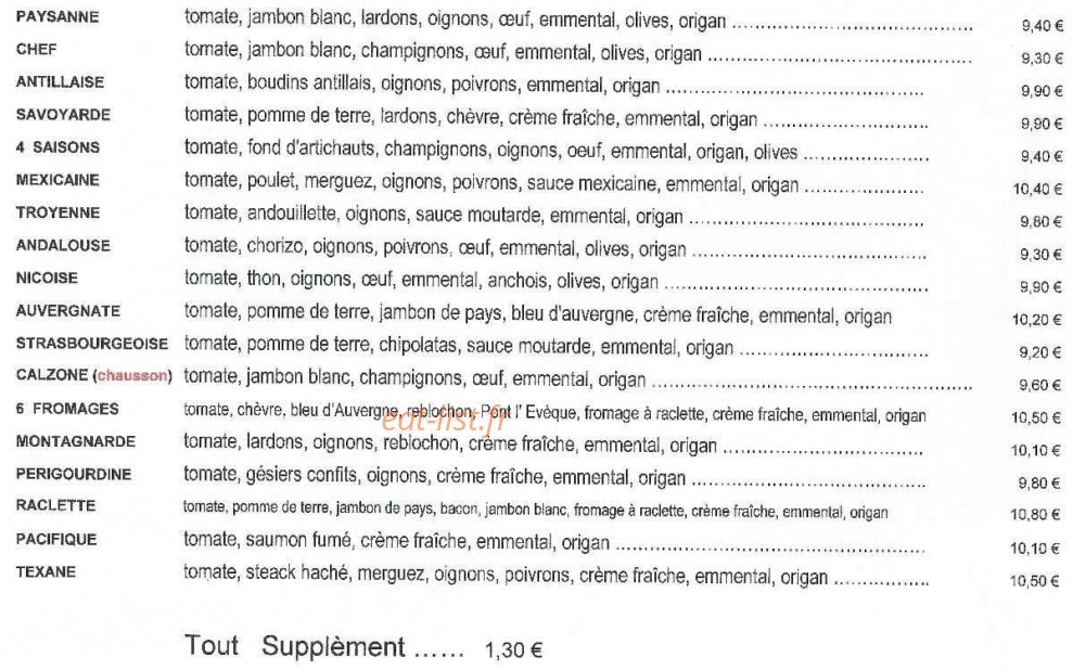 Pizza 28 — carte page 1