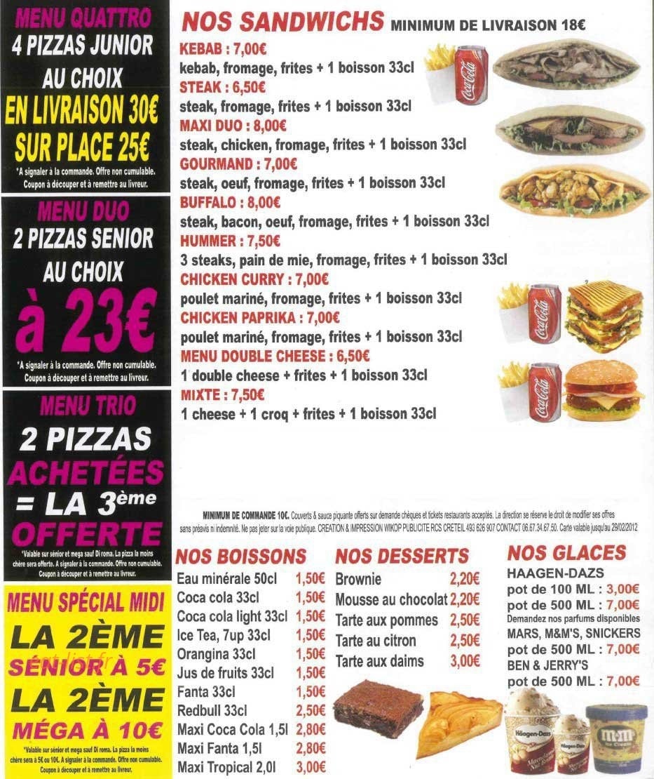 Pizzéria Di Roma — carte page 4