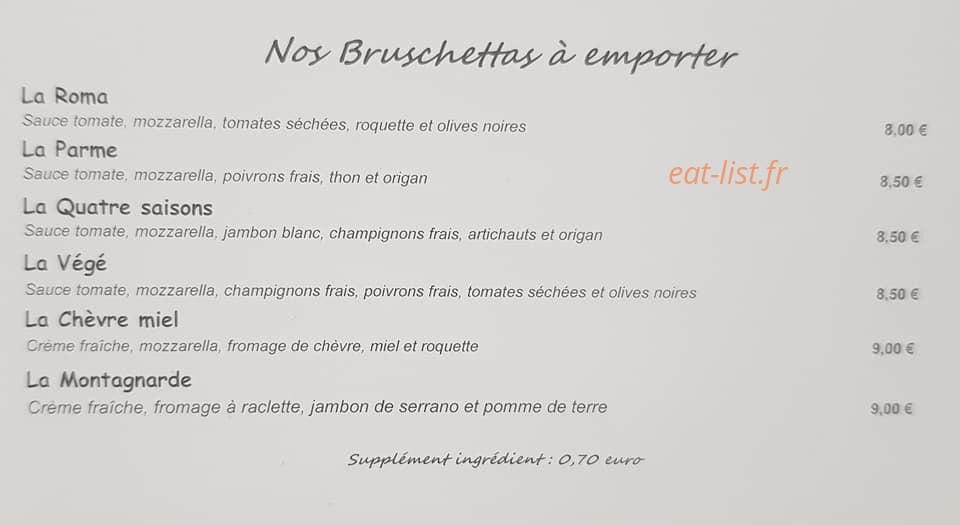 Pizzeria Evora — carte page 2