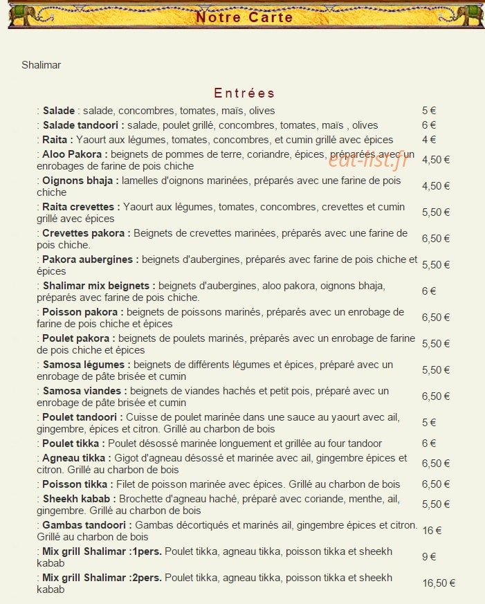 Shalimar — carte page 1