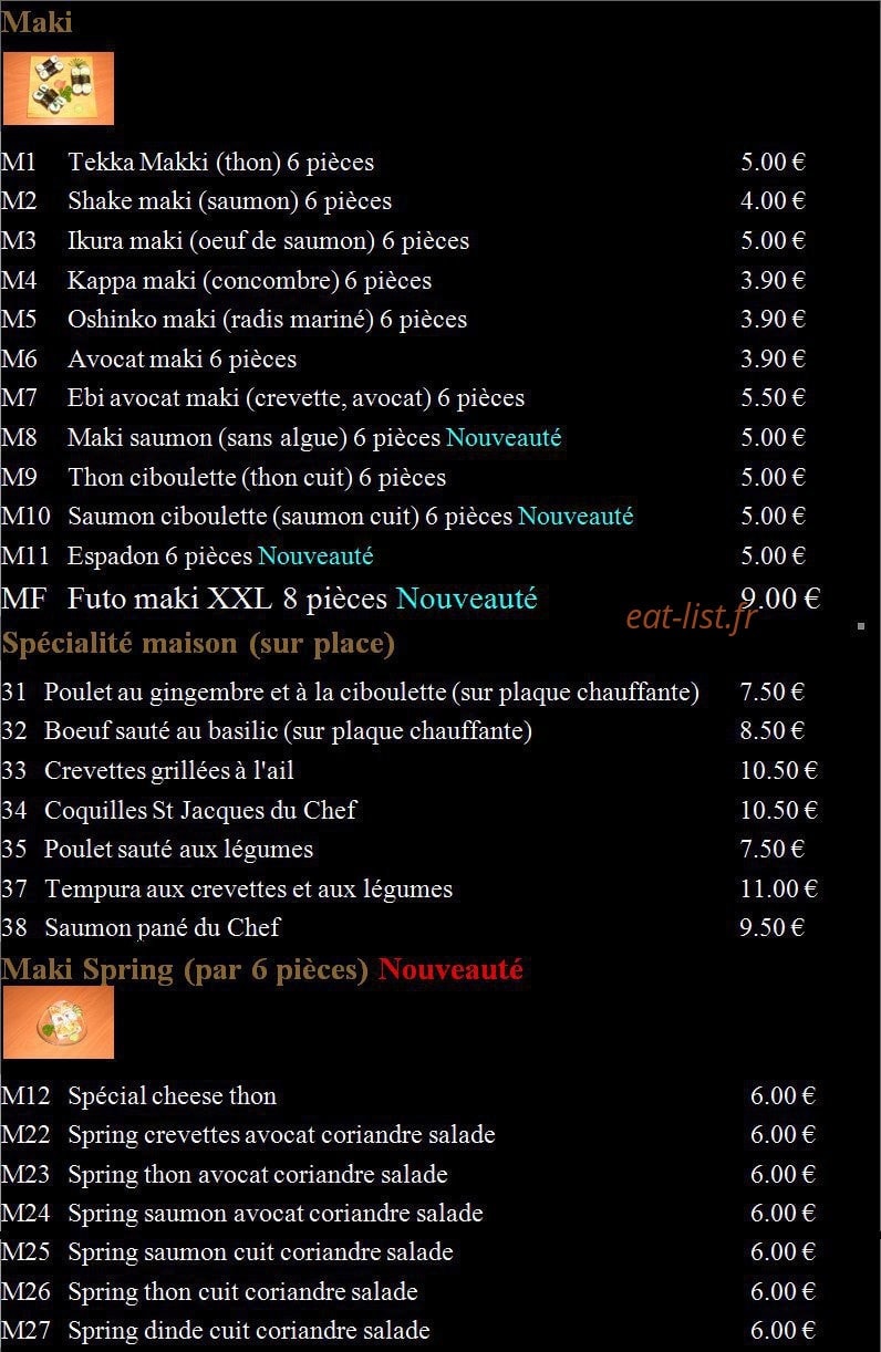 Shogun sushi — carte page 6