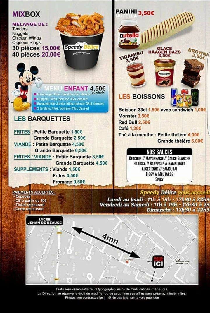 Speedy Délice — carte page 3