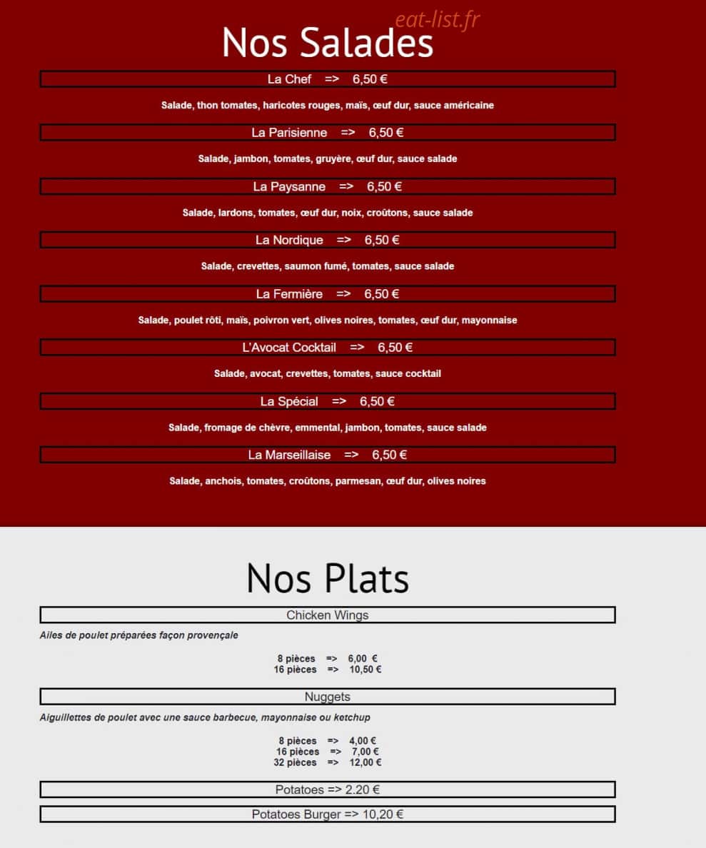 Américan Pizza — carte page 2