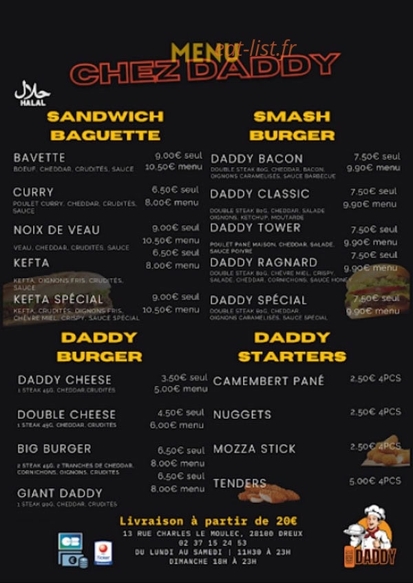 Chez Daddy — carte page 1