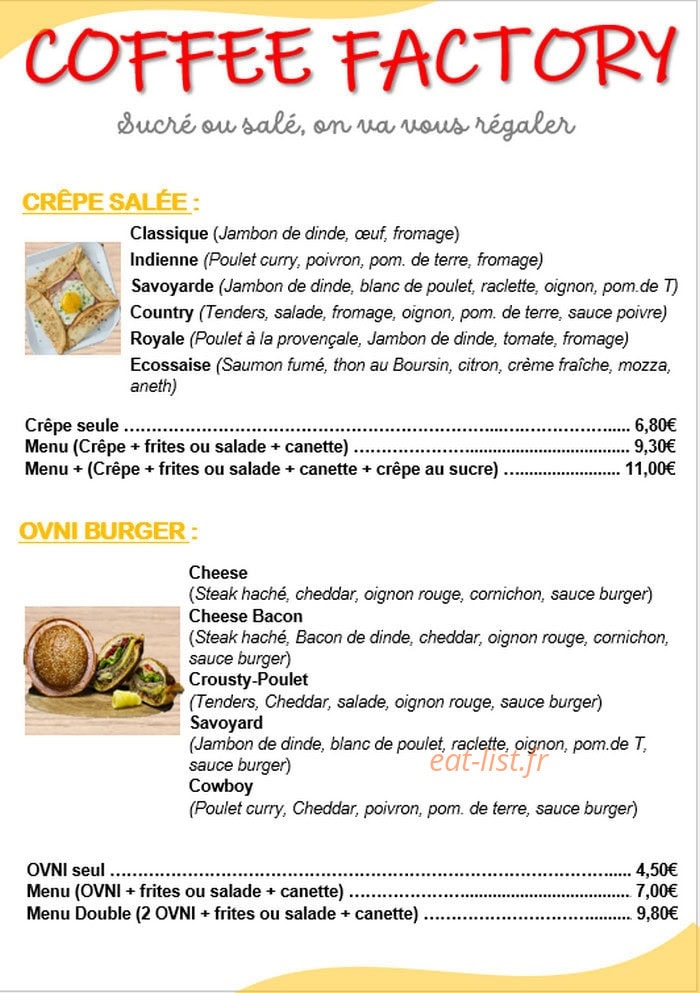 Coffee Factory — carte page 1