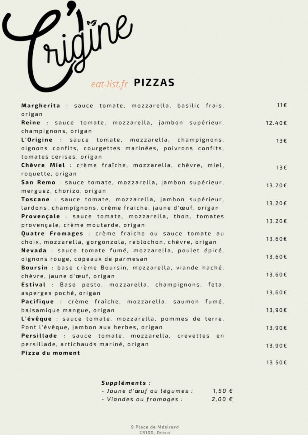 L'Origine — carte page 2