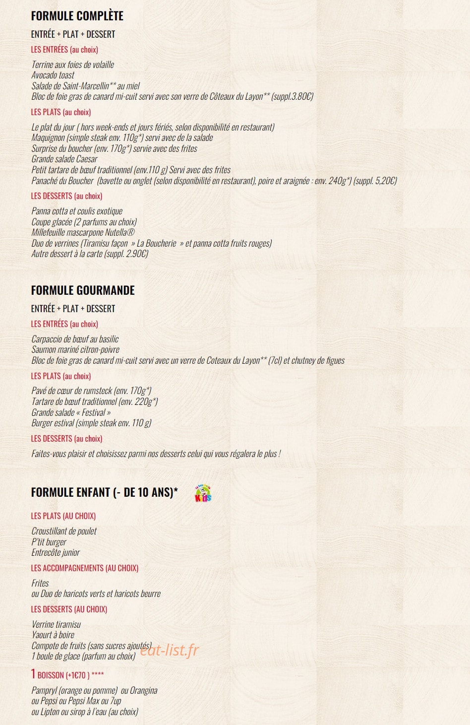 La Boucherie — carte page 10