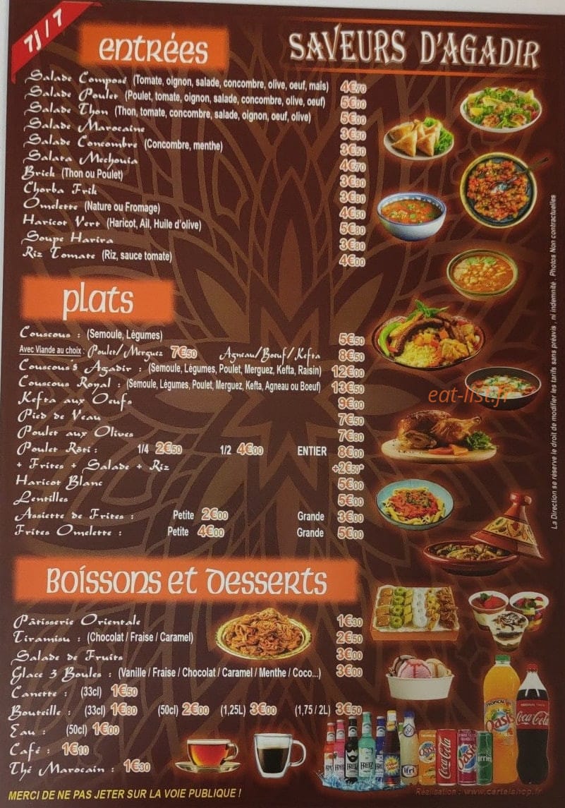 Les Saveurs d'Agadir — carte page 2