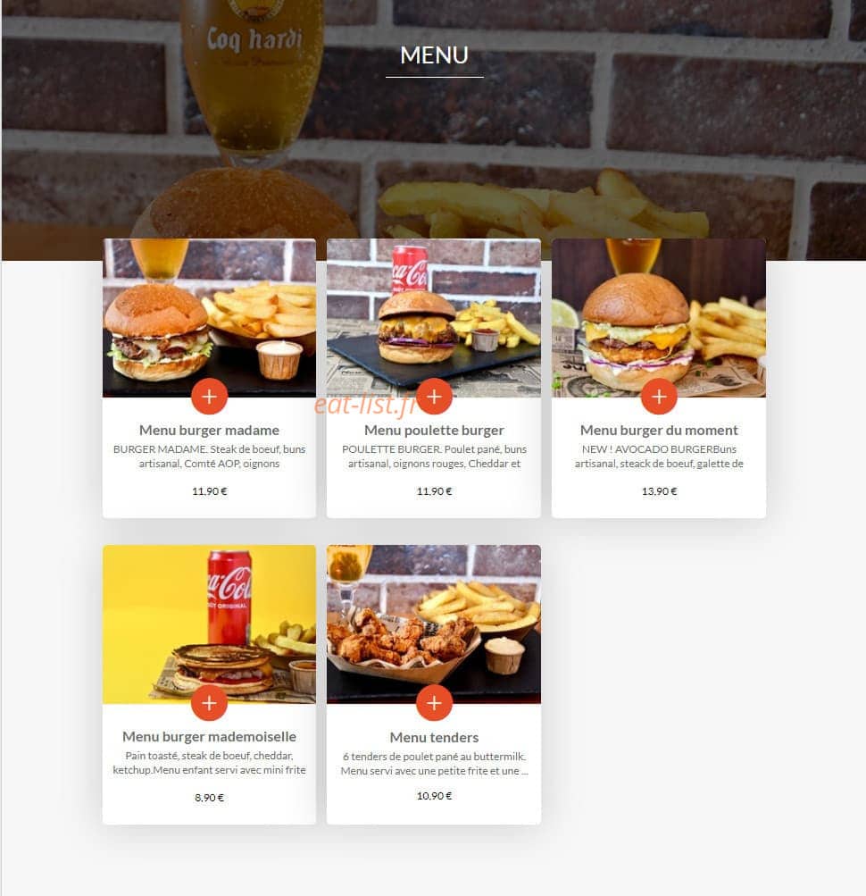 Madame Frite — carte page 1