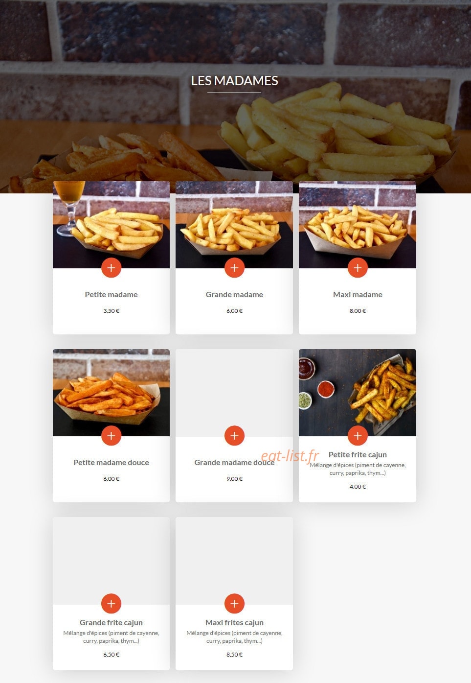 Madame Frite — carte page 3