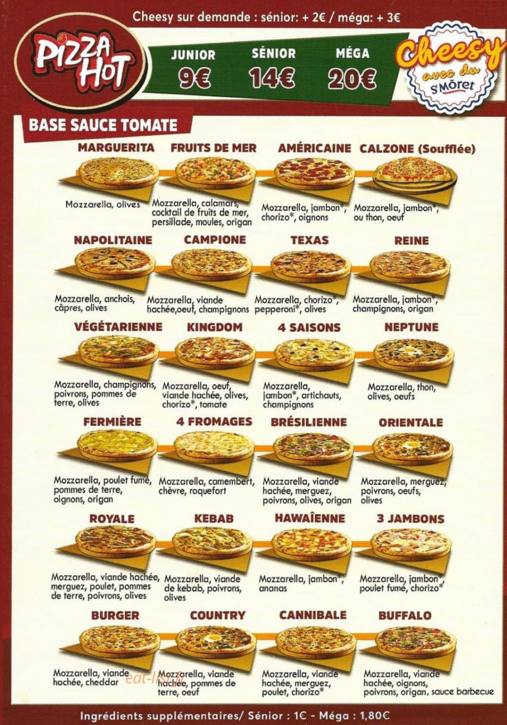 Pizza Hot — carte page 1