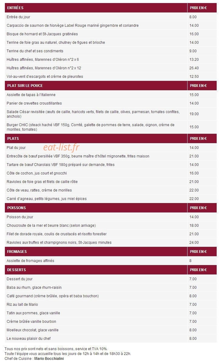 Restaurant Market Pub — carte page 2