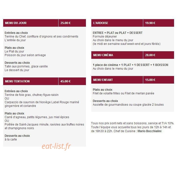 Restaurant Market Pub — carte page 1