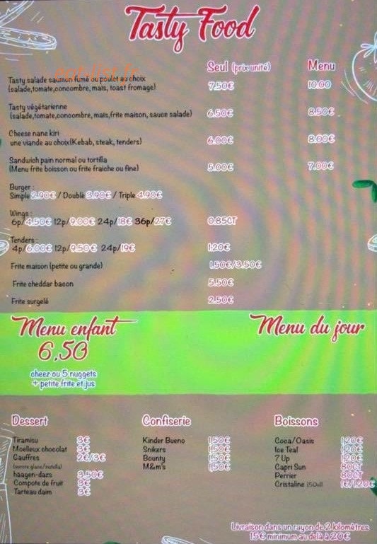 Tasty Chicken — carte page 1