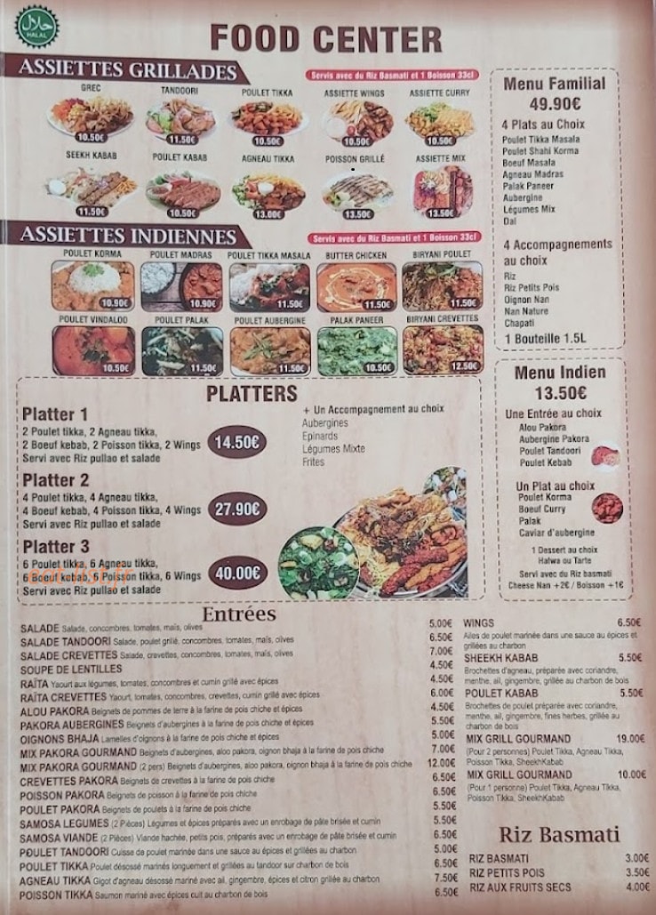 Food center — carte page 1