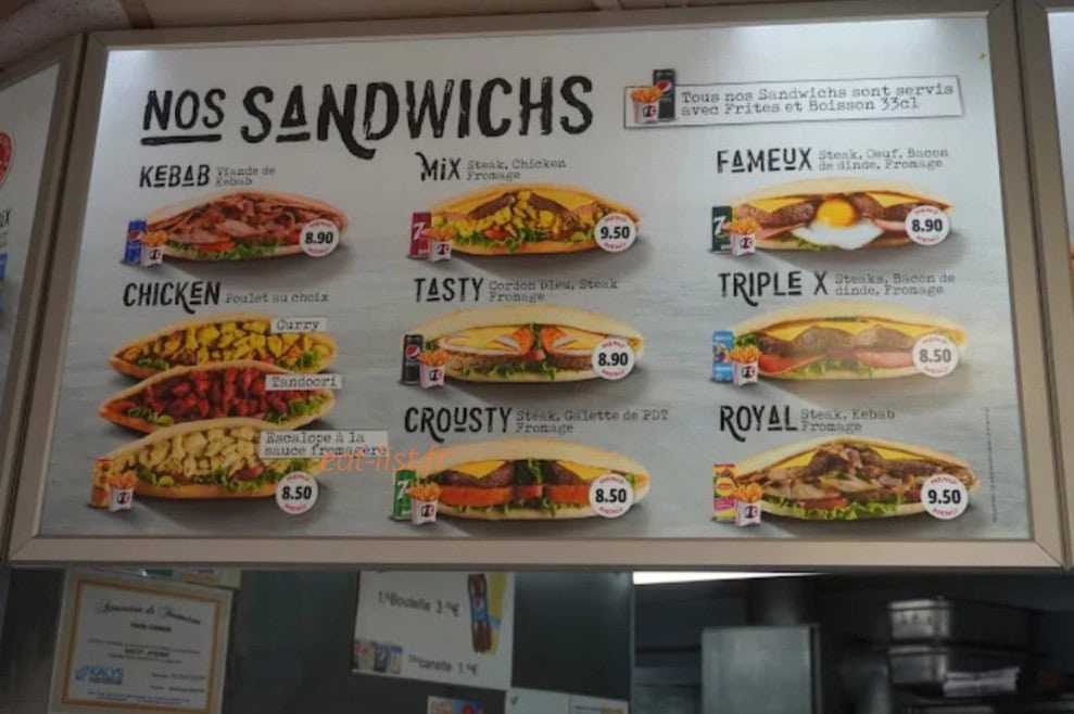 Carte et menu de Food Corner à Luce — Sandwiches