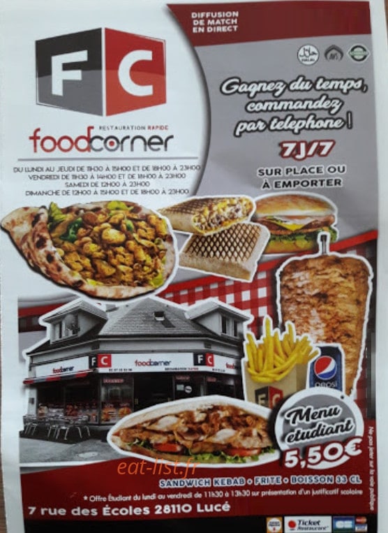 Food Corner — carte page 1
