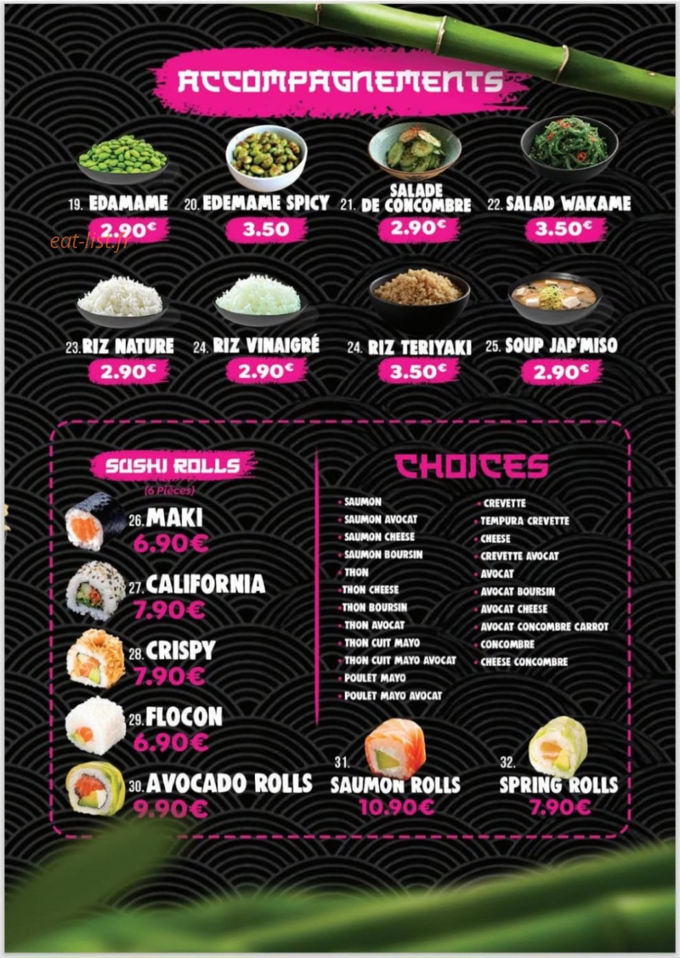 Asian lounge — carte page 7