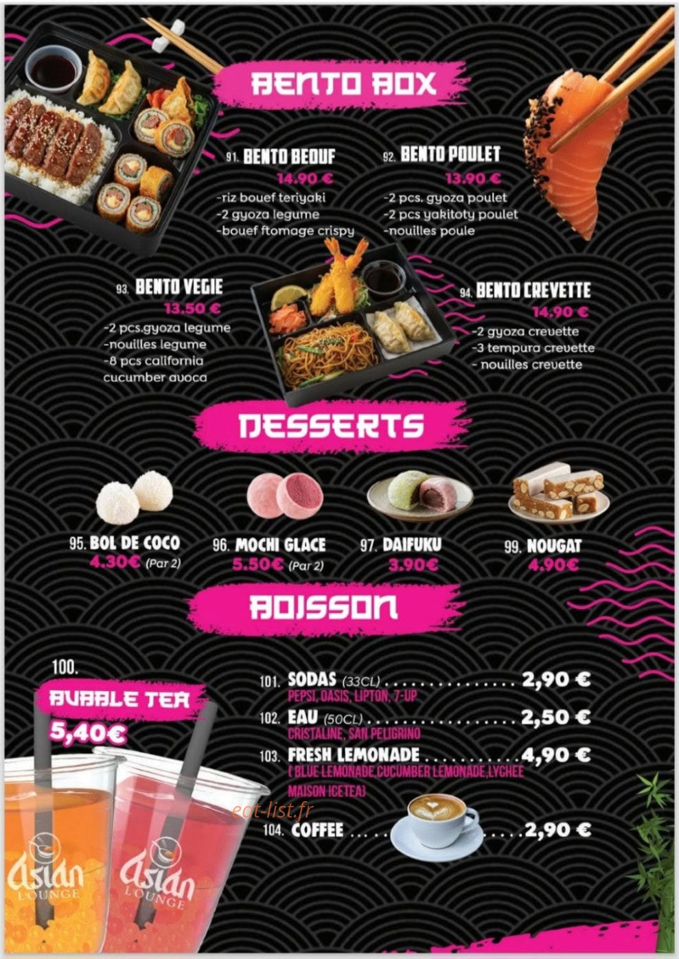Asian lounge — carte page 3