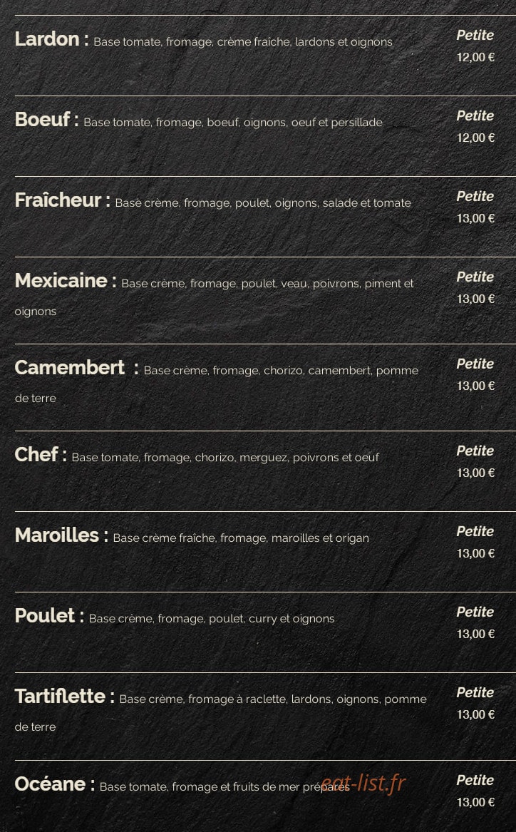 La grange à pizza — carte page 2