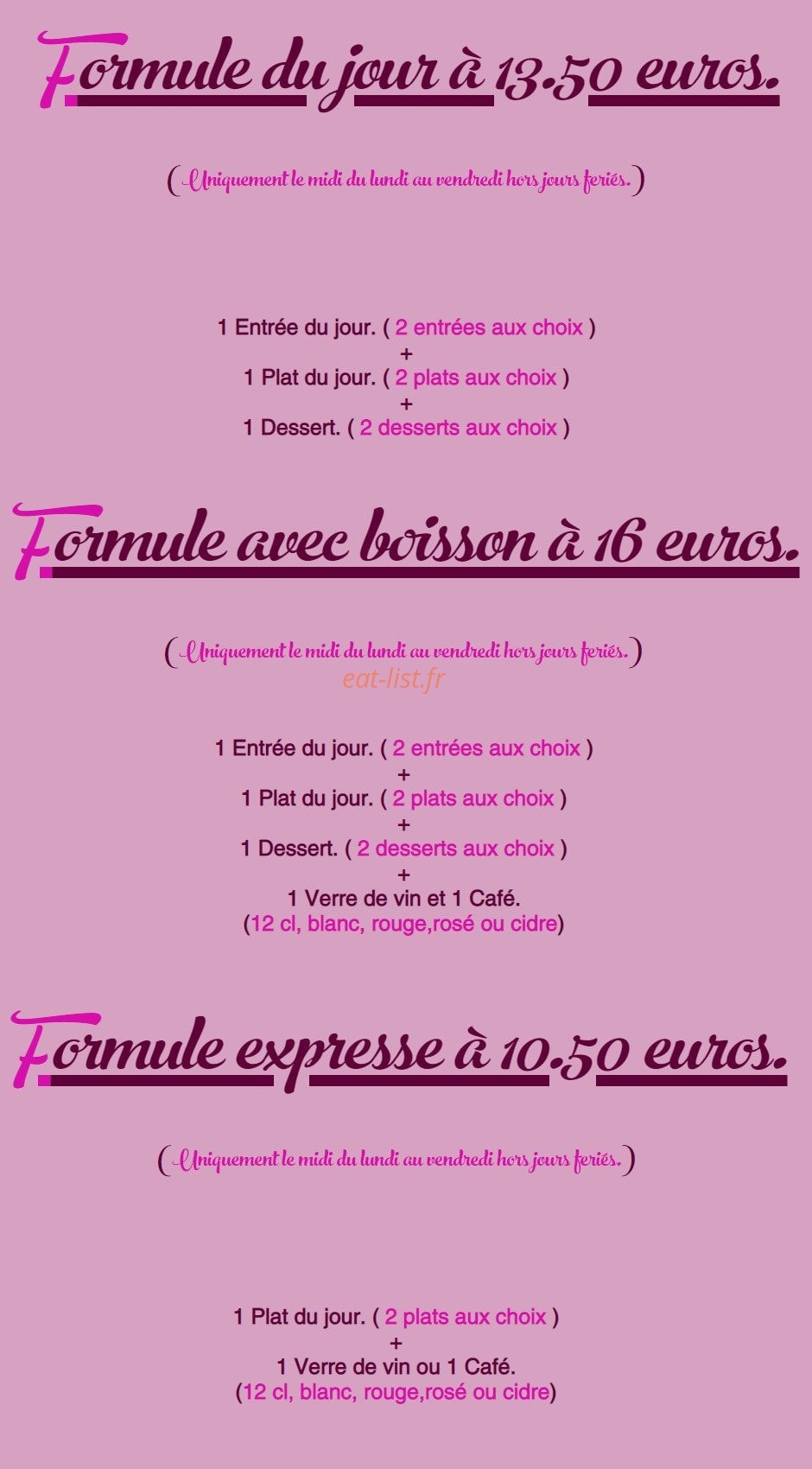 Le Gourmet — carte page 1