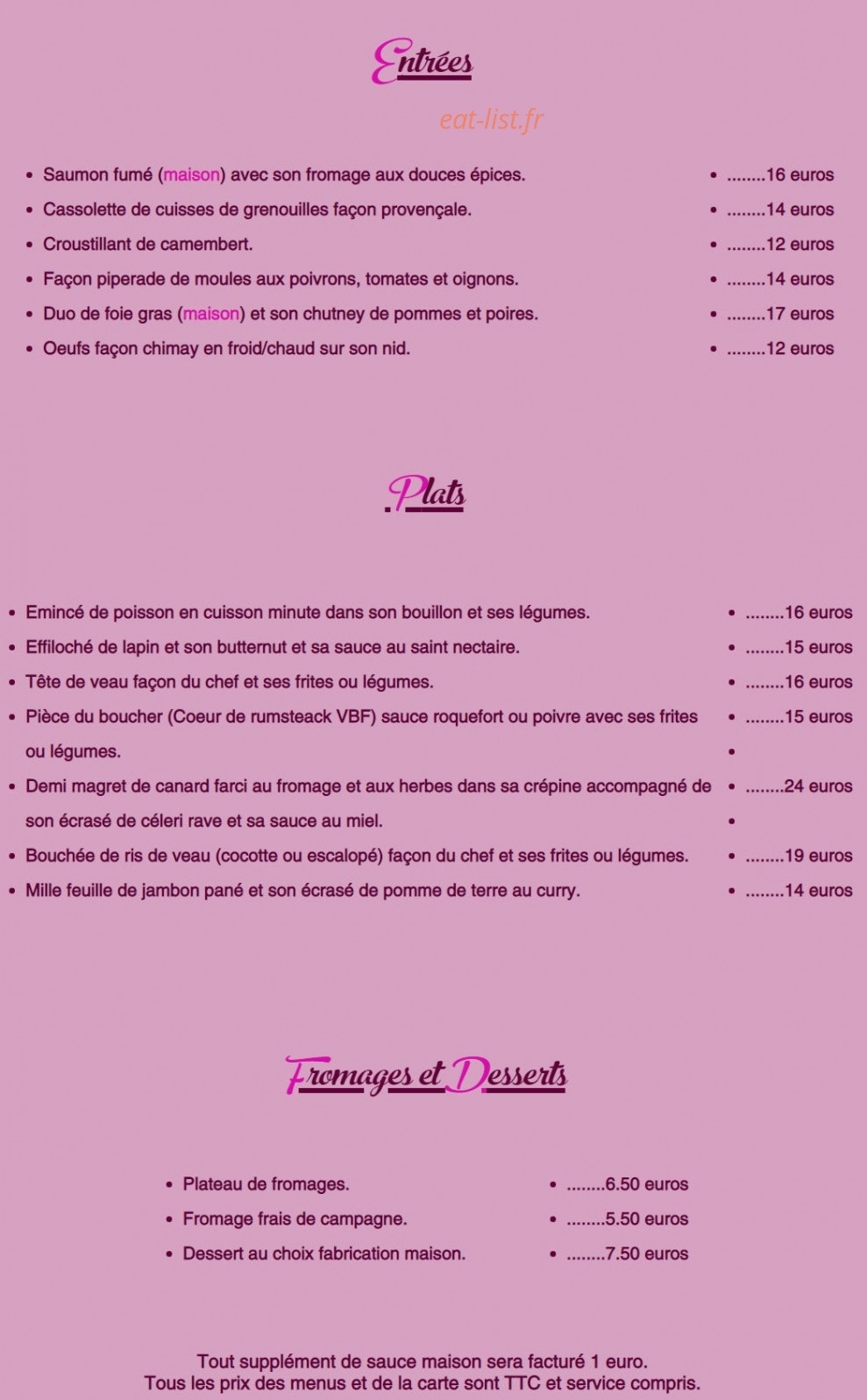 Le Gourmet — carte page 5