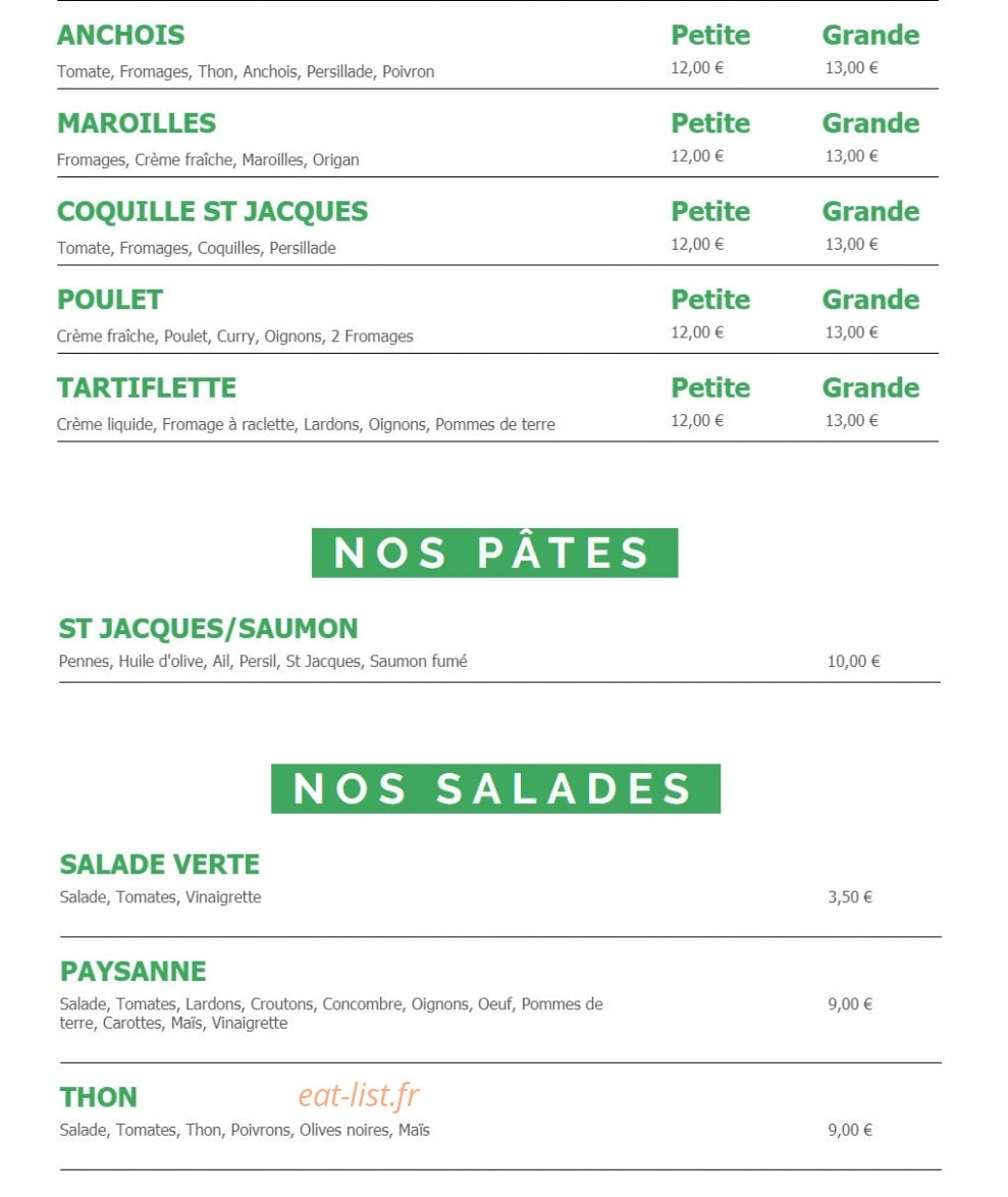 Pizza express — carte page 2