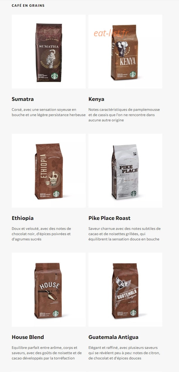 Starbucks Coffee — carte page 30