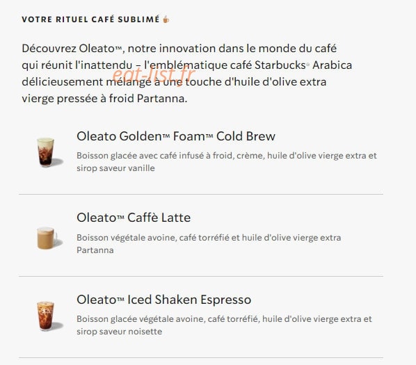 Starbucks Coffee — carte page 29