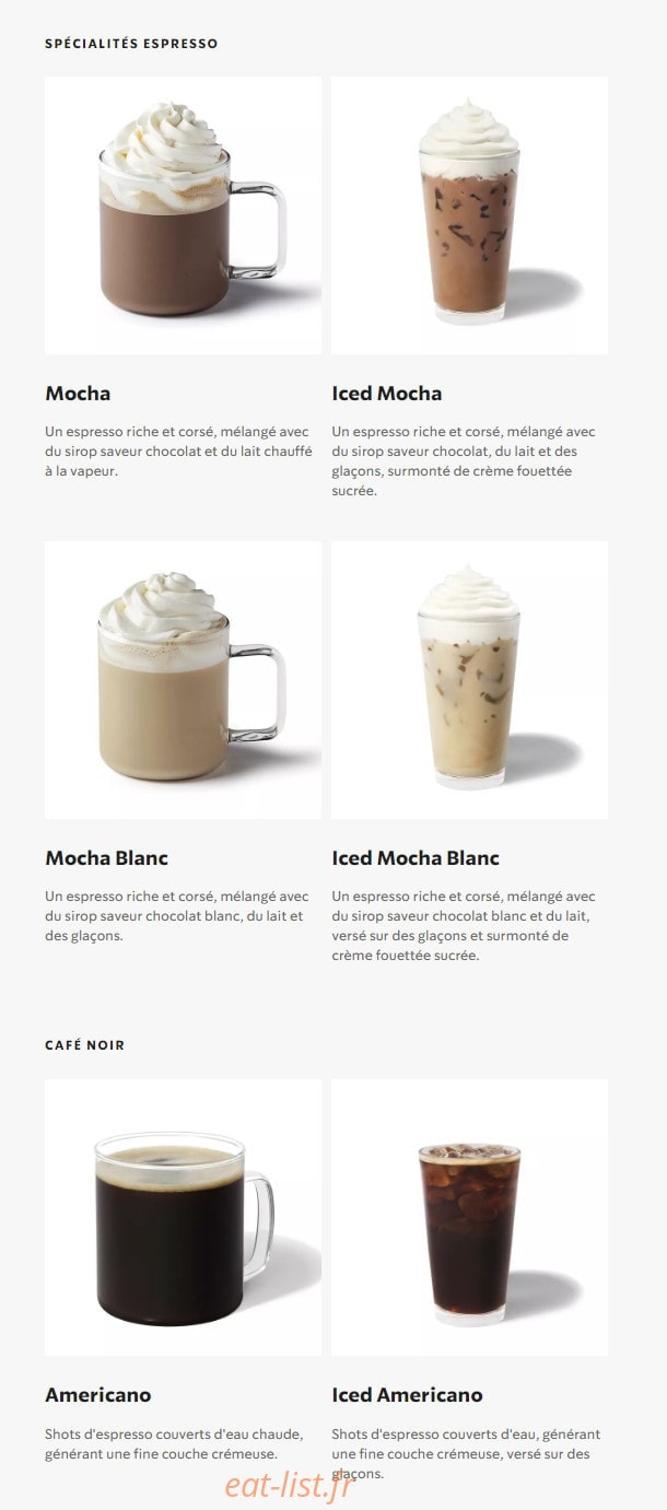 Starbucks Coffee — carte page 5