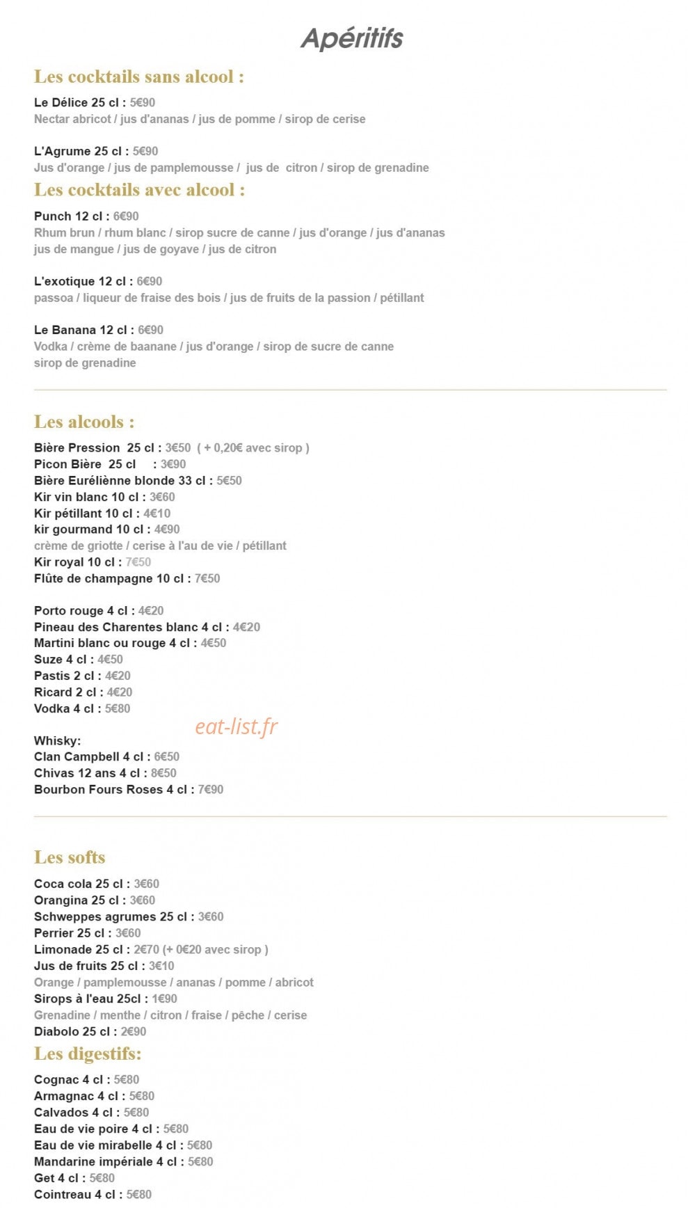 La Spirale Gourmande — carte page 1
