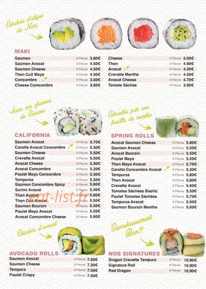 Asian lounge — carte page 2