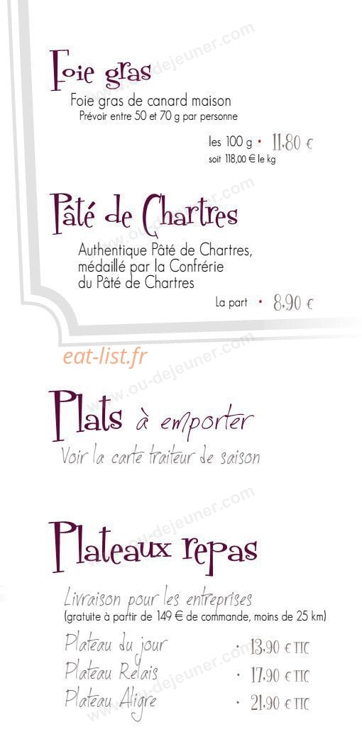 Le Relais d'Aligre — carte page 4