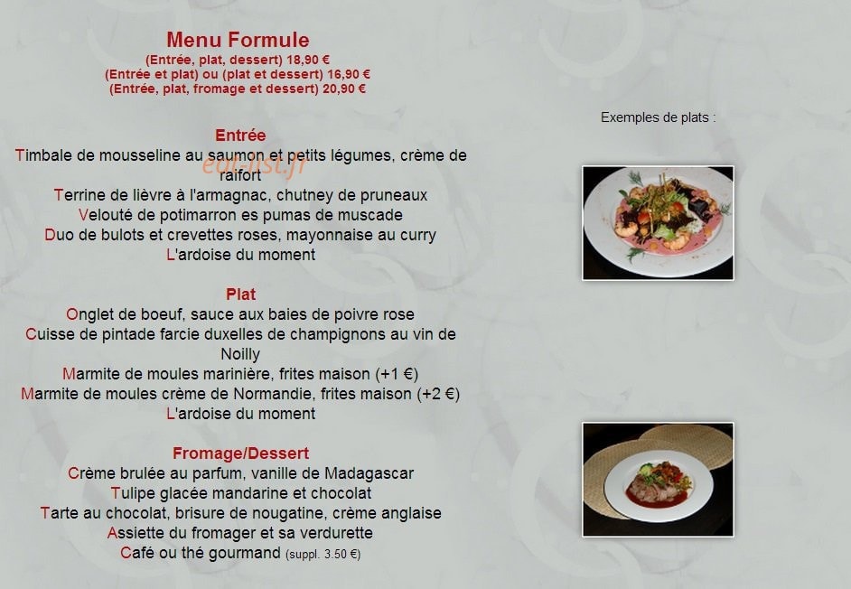 Le Relais d'Aligre — carte page 10