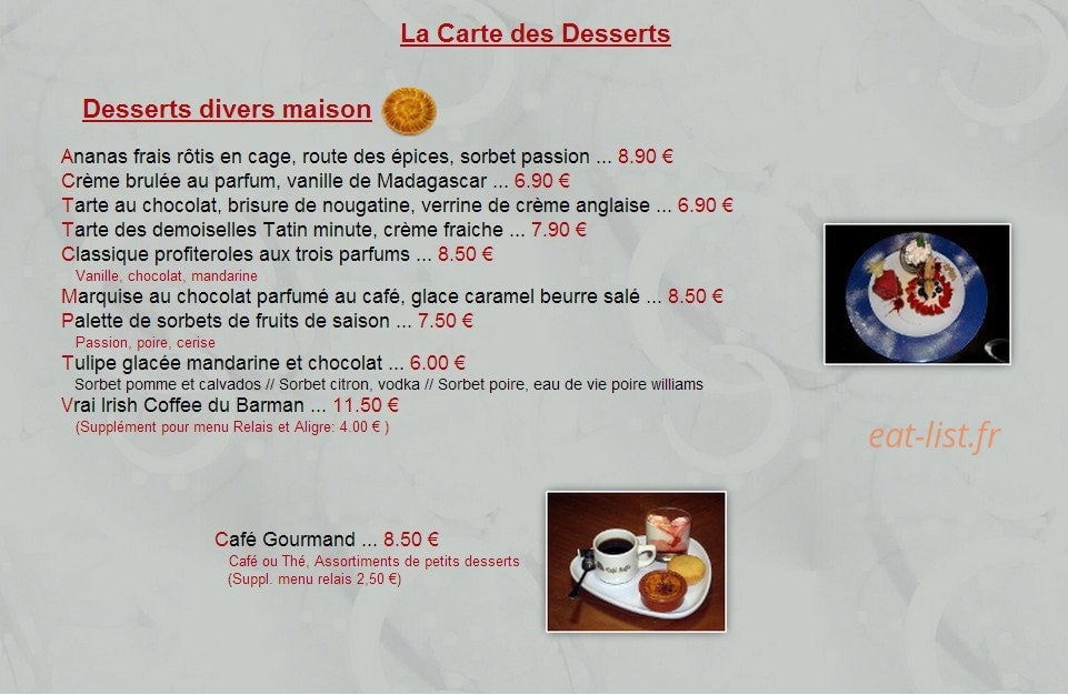 Le Relais d'Aligre — carte page 9