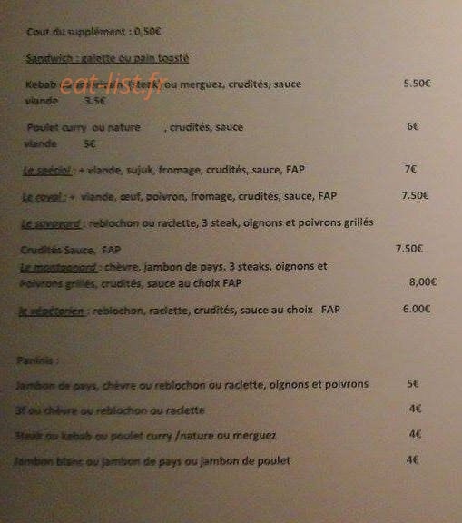 Royal sandwich & pizza — carte page 2