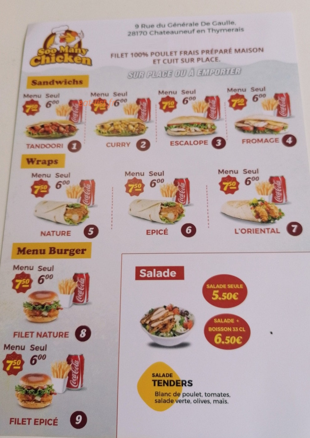 Soo many chicken — carte page 2