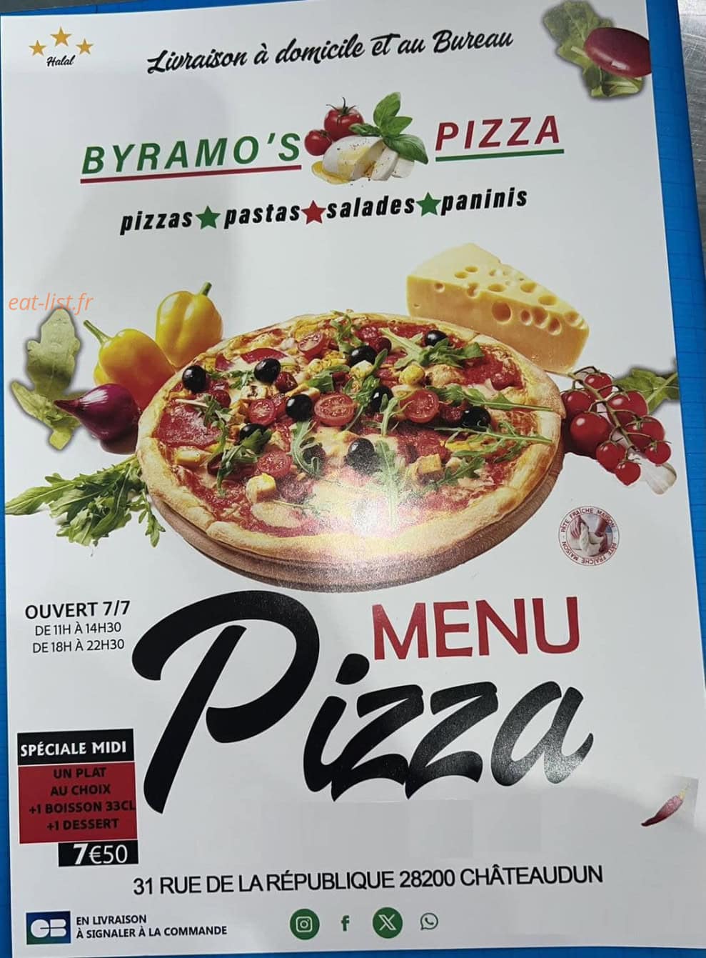 Byramo's Pizza — carte page 1